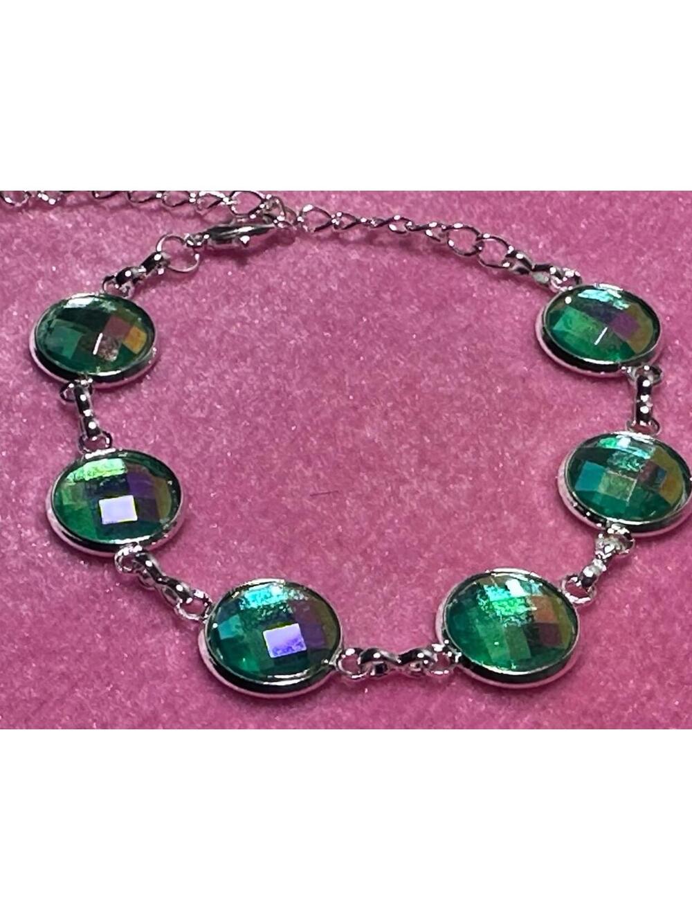 Bracelet Iridescent link silver-tone New
